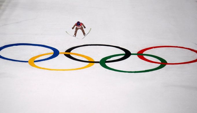 Kamil Stoch v závodě na velkém můstku na ZOH 2018