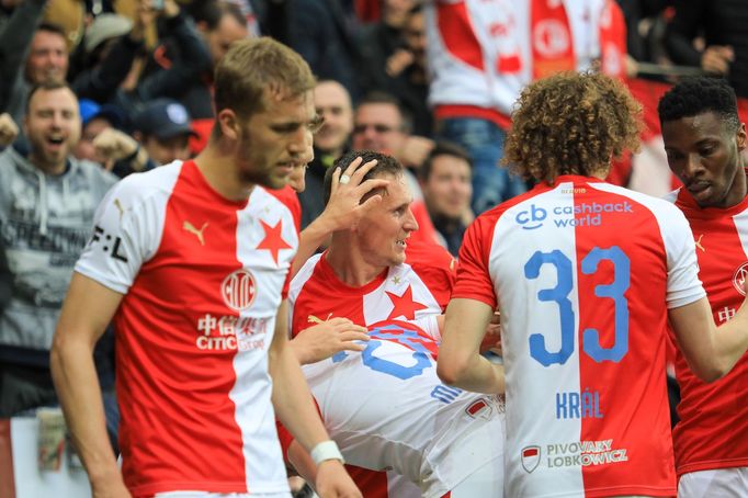 Slávistická radost v zápase nadstavby Slavia - Plzeň