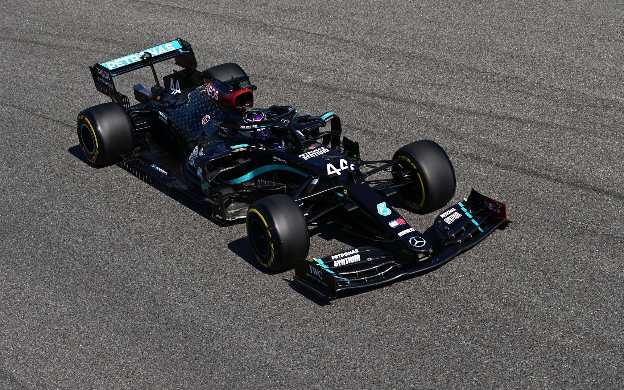 Lewis Hamilton v Mercedesu ve Velké ceně Itálie formule 1 2020