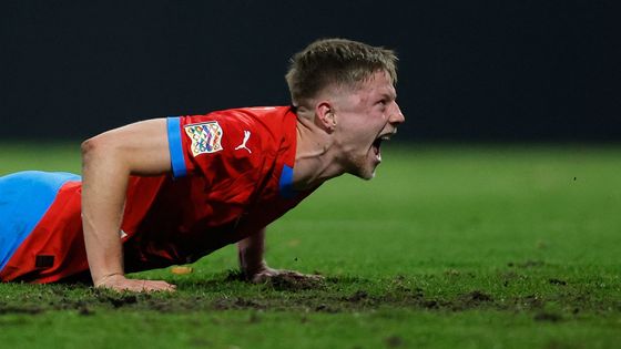 Lukáš Červ slaví vítězství v zápase Ligy národů Česko - Gruzie