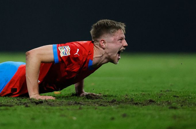 Lukáš Červ slaví vítězství v zápase Ligy národů Česko - Gruzie