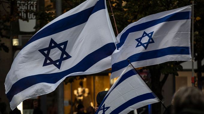 Veřejné shromáždění na podporu Izraele na Václavském náměstí v Praze, 09.10.2023.