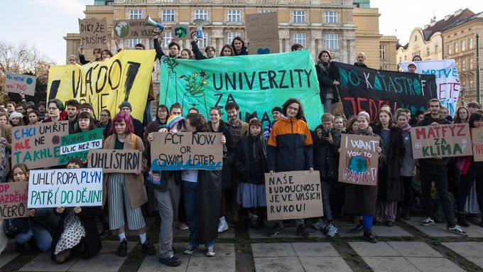 Stávka studentů vysokých škol za klima, listopad 2022.