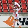 Jan Kuchta slaví gól v zápase Evropské ligy Slavia - Nice