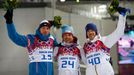 Soči 2014, biatlon 10 km: Dominik Landertinger, Ole Einar Björndalen a Jaroslav Soukup