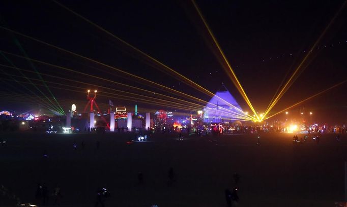 The Playa comes to life at night during the Burning Man 2012 "Fertility 2.0" arts and music festival in the Black Rock Desert of Nevada August 29, 2012. More than 60,000 people from all over the world have gathered at the sold out festival, which is celebrating its 26th year, to spend a week in the remote desert cut off from much of the outside world to experience art, music and the unique community that develops.