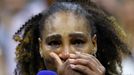 Americká tenistka Serena Williamsová po prohře ve 3. kole US Open, posledním zápase své veleúspěšné kariéry