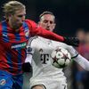 Viktoria Plzen's Rajtoral challenges Bayern Munich's Ribery during their Champions League soccer match in Plzen
