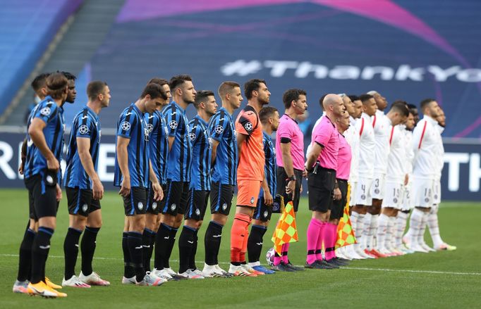 Hráči před čtvrtfinále LM Atalanta - Paris St. Germain