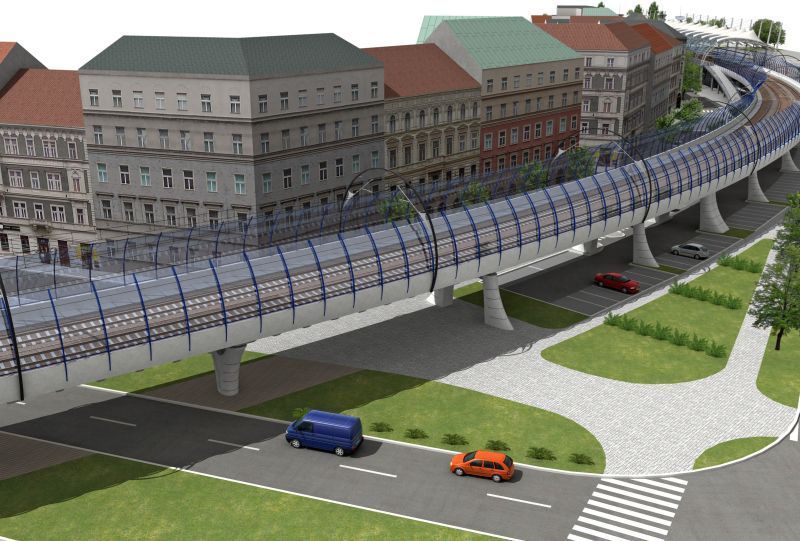 Vizualizace rychlodráhy Praha - Ruzyně - Kladno