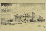 Felldorffův návrh Opera na náměstí Republiky datován k roku 1944 (čelní pohled).