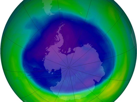 Ozonová díra nad Antarktidou v září 2007