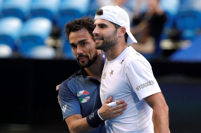 Italští tenisté Fabio Fognini a Simone Bolelli.