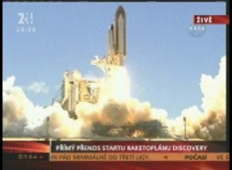 START DISCOVERY. Podívejte se JAK STARTUJE RAKETOPLÁN. Krátká ukázka startu přenášeného Českou televizí.