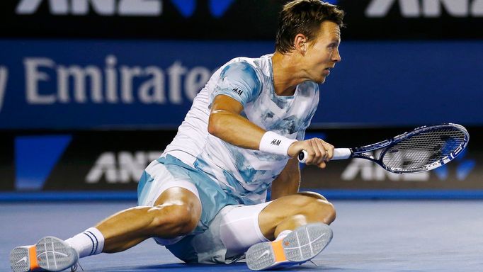 Australian Open 2015: Tomáš Berdych při semifinále s Andy Murraym