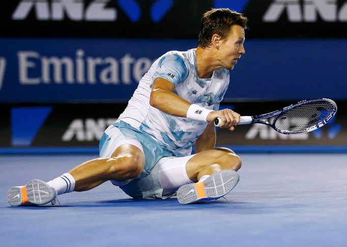 Australian Open 2015: Tomáš Berdych při semifinále s Andy Murraym