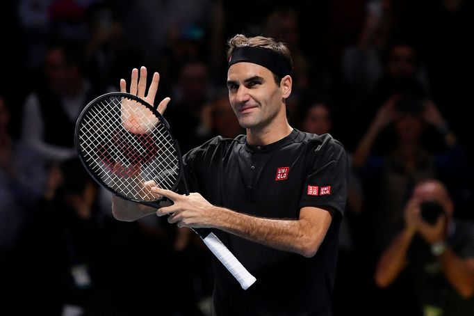 Tennis - ATP Finals - The O2, London, Britain - November 14, 2019   Switzerland's Roger Federer celebrates after winning his group stage match against Serbia's Novak Djok