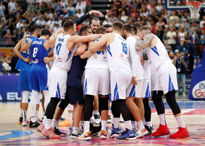 Češi slaví vítězství v zápase ME basketbalistů 2022 v Praze