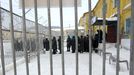 O GO WITH AFP STORY BY NICOLAS MILETITCH - (FILES) An undated picture taken in an undislosed location shows prisoners as they leave a building in a women's penal colony. If the three young women in the punk band Pussy Russian Riot in Moscow are sentenced Friday to three years in camp, as requested by the prosecutor, they will be incarcerated with thieves in dormitory rooms of a hundred people sporting a prison uniform with their names on their chest. The Russian prison system provides only one type of detention for women, the ordinary regime camp. The range is much wider for men: ordinary regime camp, strict regime, to special diet, and prison.