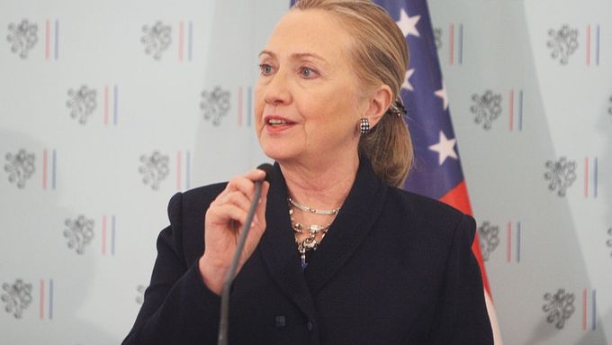 Hillary Clintonová v Černínském paláci.