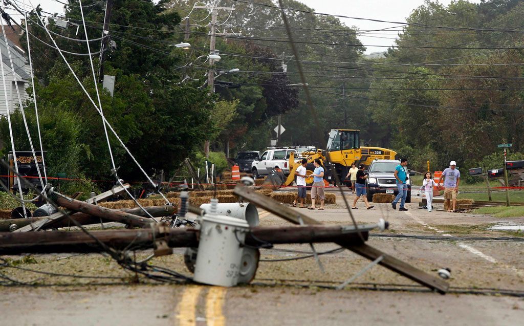 Následky hurikánu Irene na dolním Manhattanu