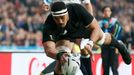 Jerome Kaino of New Zealand scores a try during their Rugby World Cup Semi-Final match against South Africa at Twickenham in London, Britain, October 24, 2015. REUTERS/St