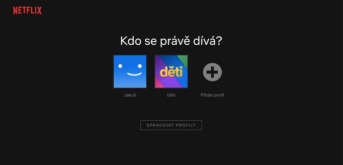 Vstupní obrazovka počeštěného Netflixu.