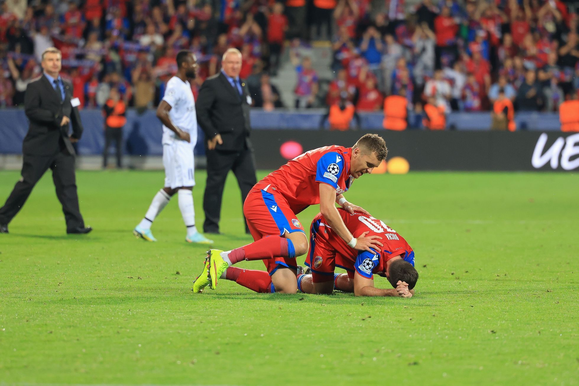 Plzeňská radost z postupu v odvetě 4. předkola LM Plzeň - Karabach