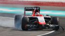 Marussia Formula One driver Jules Bianchi of France brakes as he takes a corner during the Malaysian F1 Grand Prix at Sepang International Circuit outside Kuala Lumpur, M