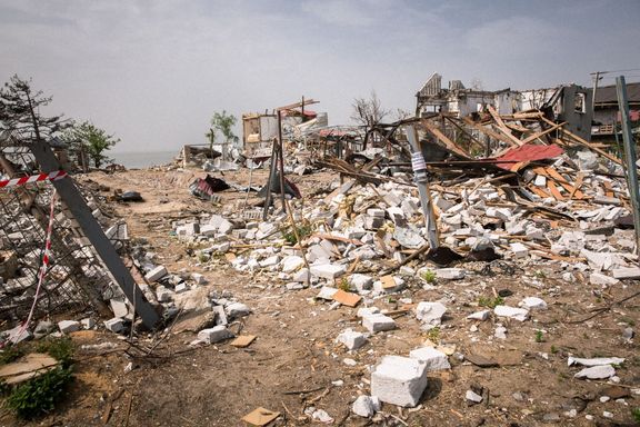 Vybombardované domy v Zatoce, turistické oblasti jižně od Oděsy.