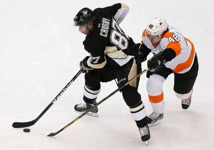 Utkání NHL Pittsburgh vs. Philadelphia (Crosby a Briere).