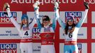 MS 2015, slalom: Frida Hansdotterová, Mikaela Shiffrinová a Šárka Strachová