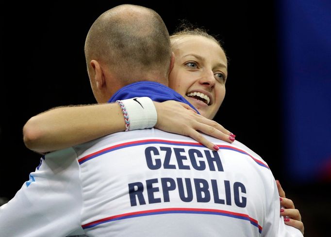 Petr Pála a Petra Kvitová ve finále Fed Cupu 2014