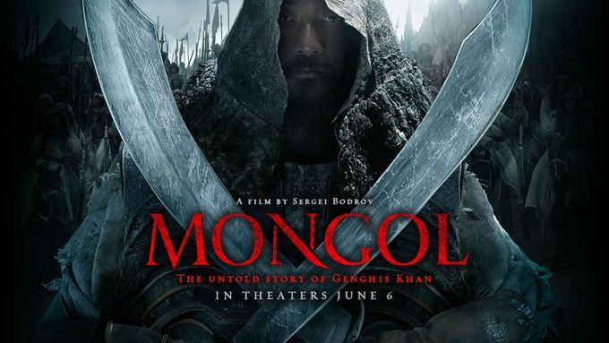 Plakát k ruskému filmu Mongol o životě Čingischána.