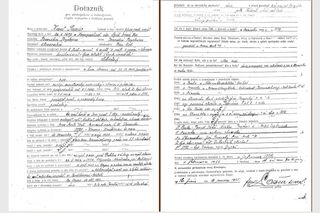 Dotazník důstojníka Karola Pazúra z roku 1945, který byl hlavním organizátorem masakru na Švédských šancích.