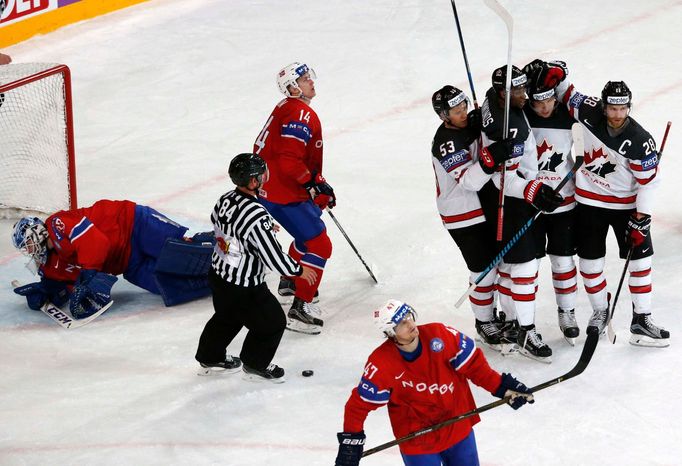 Kanada slaví gól v zápase s Norskem