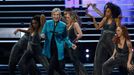 Host Jane Lynch performs an opening number at the People's Choice Awards 2016 in Los Angeles