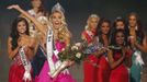 Newly crowned Miss USA Olivia Jordan of Oklahoma reacts after winning the 2015 Miss USA beauty pageant in Baton Rouge, Louisiana