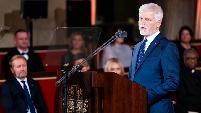 Prezident Petr Pavel během projevu při slavnostním udělování státních vyznamenání 28. října 2024