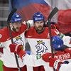 Čeští hokejisté slaví gól na 1:0 v semifinále MS 2022 Česko - Kanada