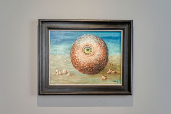 The picture from the Husa na Kampa exhibition shows the oil on canvas Phantom Object by Toyen from 1937.