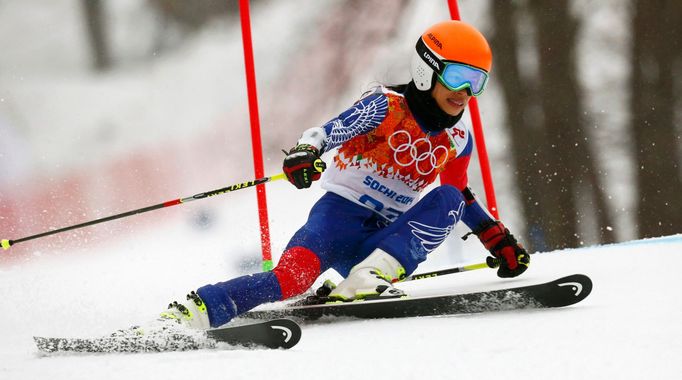 Vanessa Mae v obřím slalomu na olympiádě v Soči