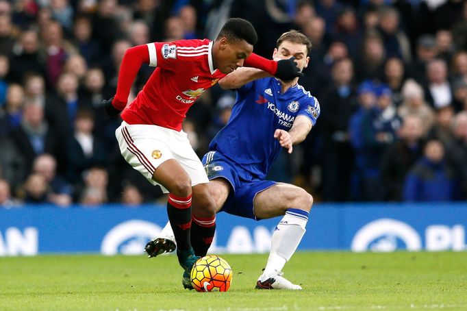 helsea's Branislav Ivanovic in action with Manchester United's Anthony Martial