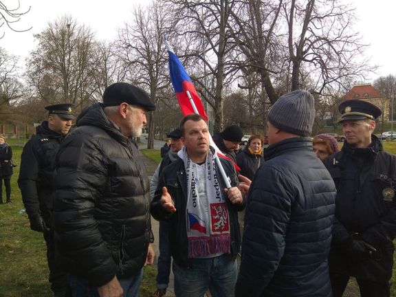 Jiří Černohorský na jedné z demonstrací.
