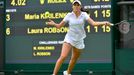 Laura Robson of Britain hits a return to Maria Kirilenko of Russia in their women's singles tennis match at the Wimbledon Tennis Championships, in London June 25, 2013. R