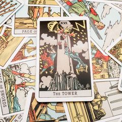 Věž, tarot, karty, žena
