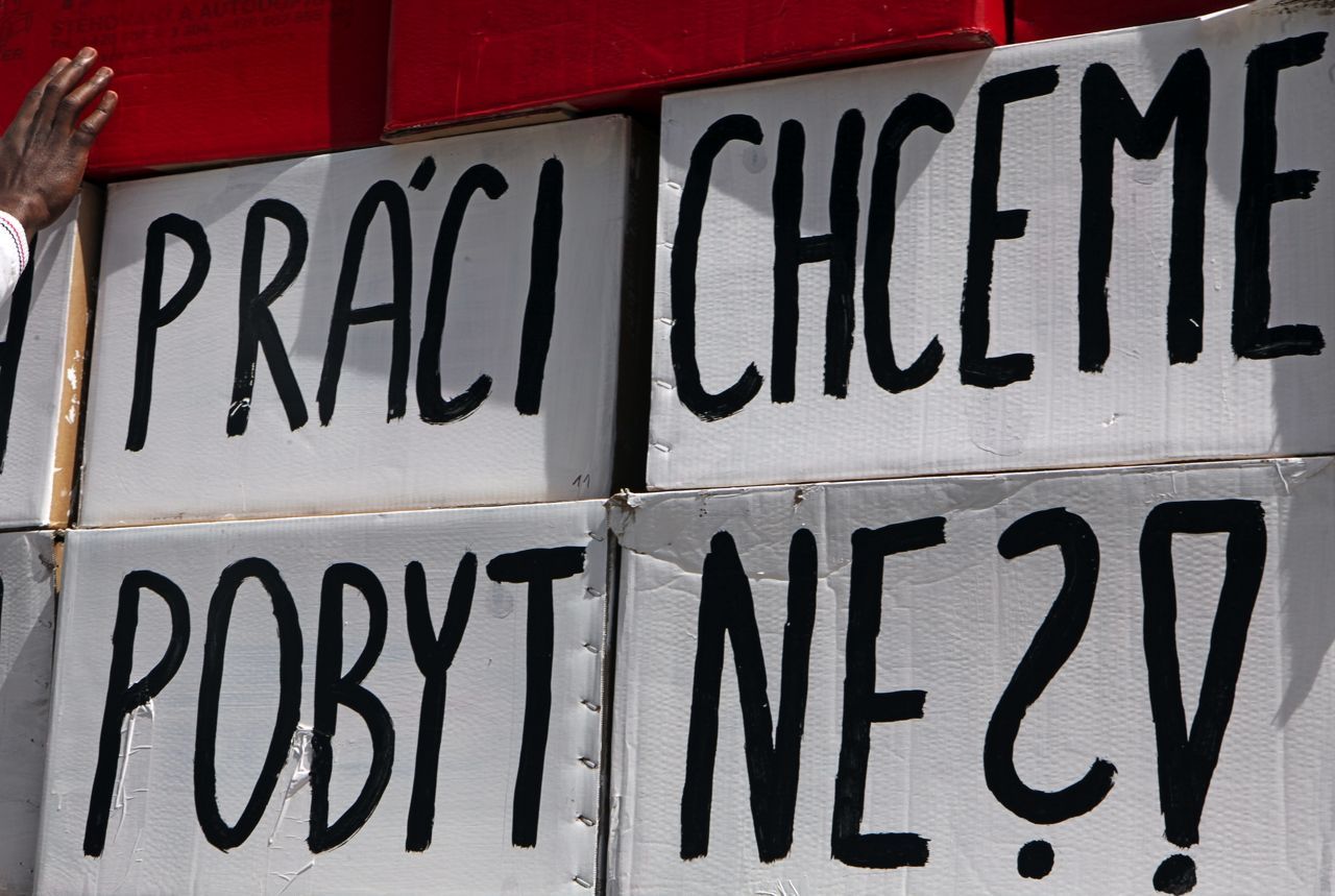 demonstrace za práva pracovních migrantů