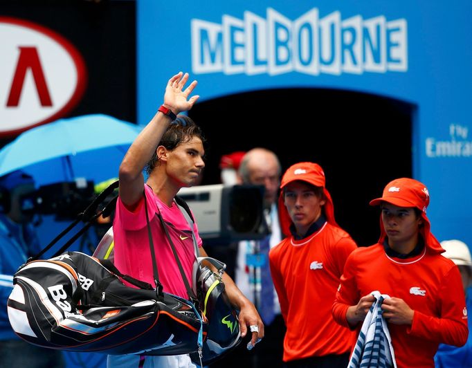 Rafael Nadal při prohraném čtvrtfinále Australian Open s Tomášem Berdychem.