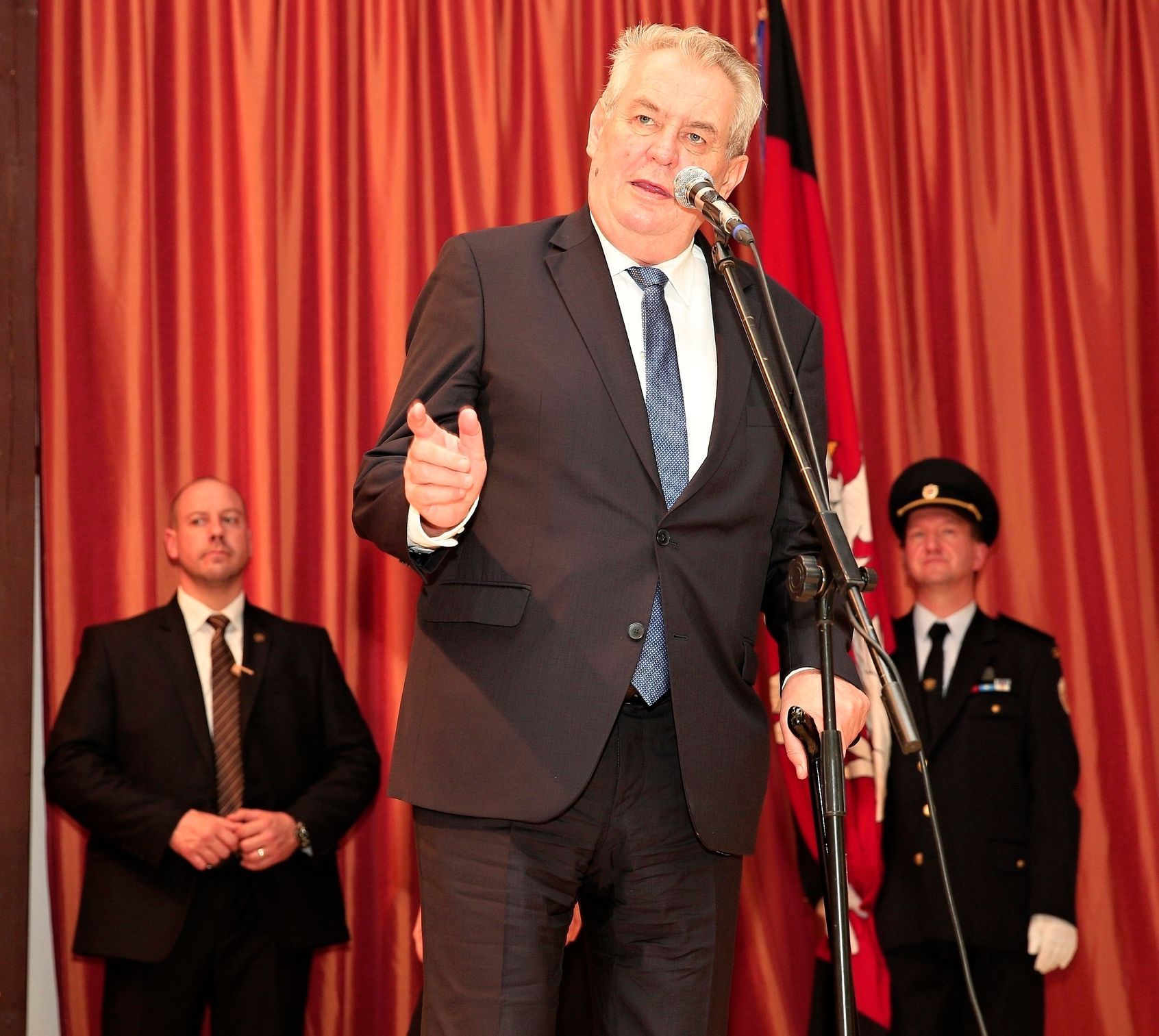 Miloš Zeman v únoru 2016 v Mirošově