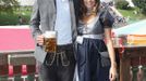 FC Bayern Munich's Hummels and his wife Cathy pose during their visit at the Oktoberfest in Munich